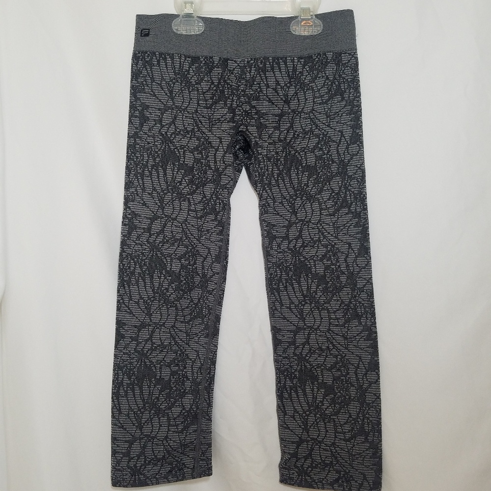Fabletics dark grey floral sporty capris
